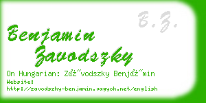 benjamin zavodszky business card